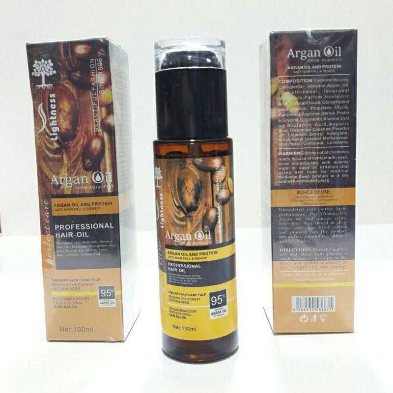قیمت روغن ضد موخوره مو آرگان لایتنس 100 میل Lightness