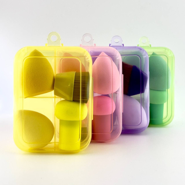 سفارش ست پد و براش آرایشی صورت جعبه ای مستطیلی رنگی چهار عددی