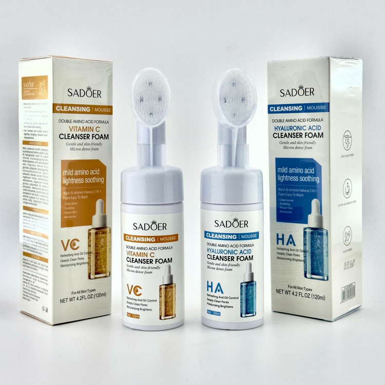 سفارش فوم شستشو صورت براش دار سادور sadoerمدل هیالورونیک اسید