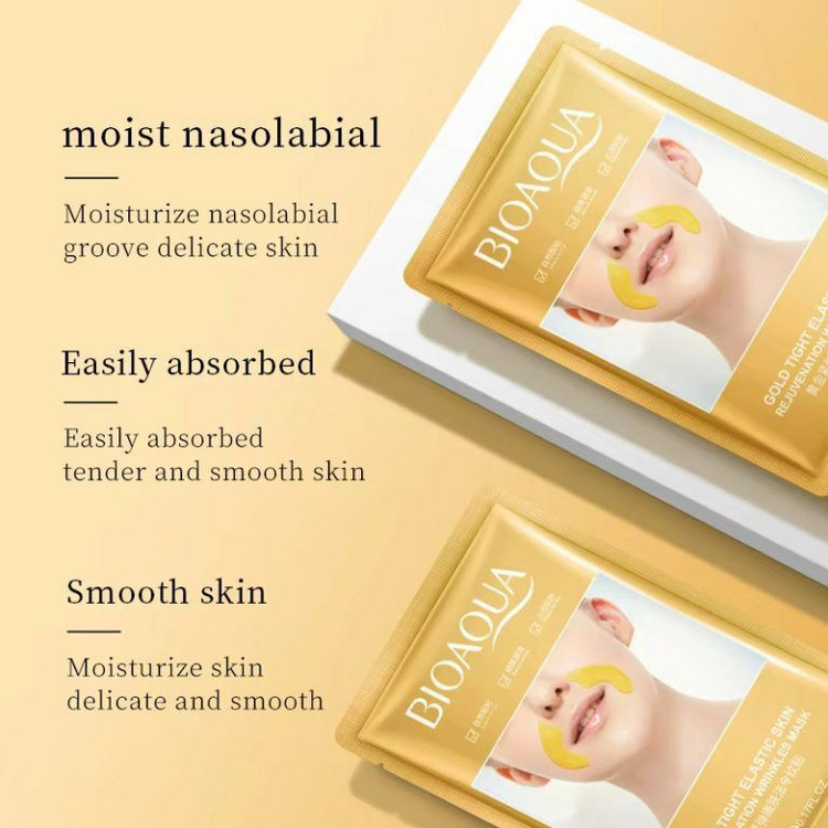 سفارش ماسک صورت ورقهای خط خنده طلا بیوآکوا ۵ گرم محوکننده خط لبخند