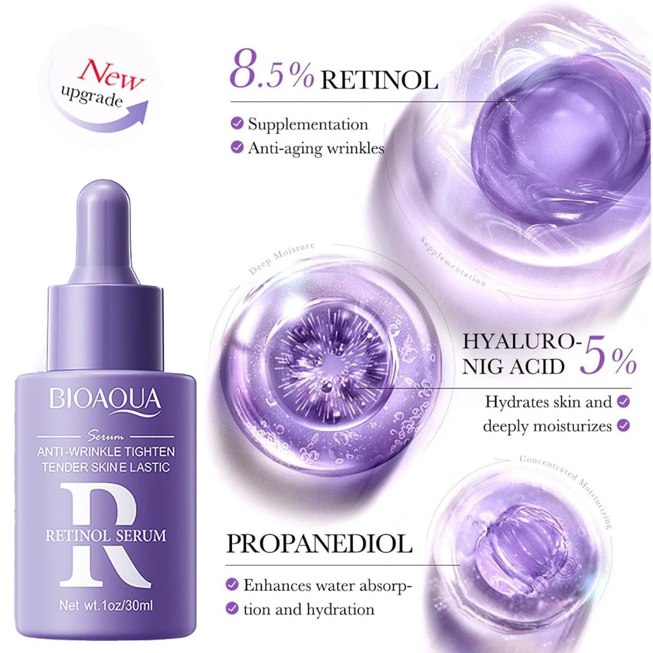 خرید آنلاین سرم صورت رتینول بیوآکوا 30 میل ( بنفش ) bioaqua