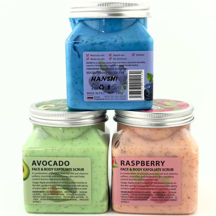 خرید آنلاین اسکراب کاسه ای شنی میوه ای هانشی 350 گرمی برای صورت و بدن